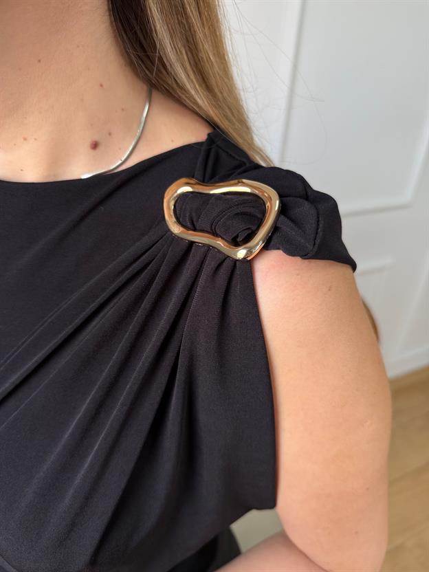 Siyah Gold Aksesuarlı Bodysuit