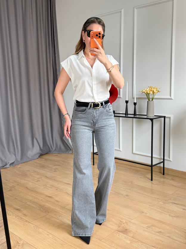 Siyah Kemerli Gri İspanyol Jean