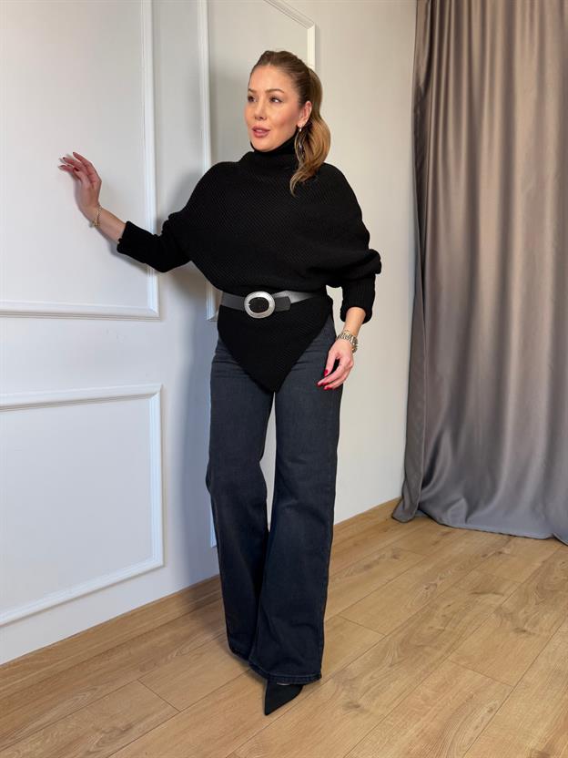 Siyah Kemerli Verev Triko