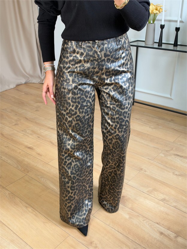 Siyah Leopar Pantolon