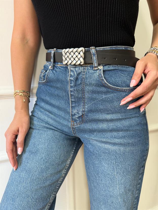 Siyah Örgü Tokalı Kemer