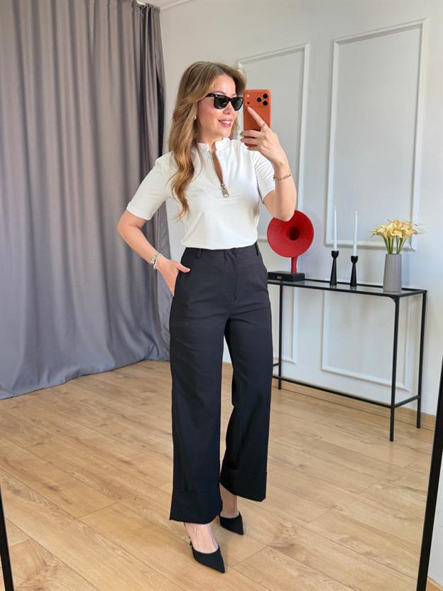 Siyah Duble Paça Pantolon