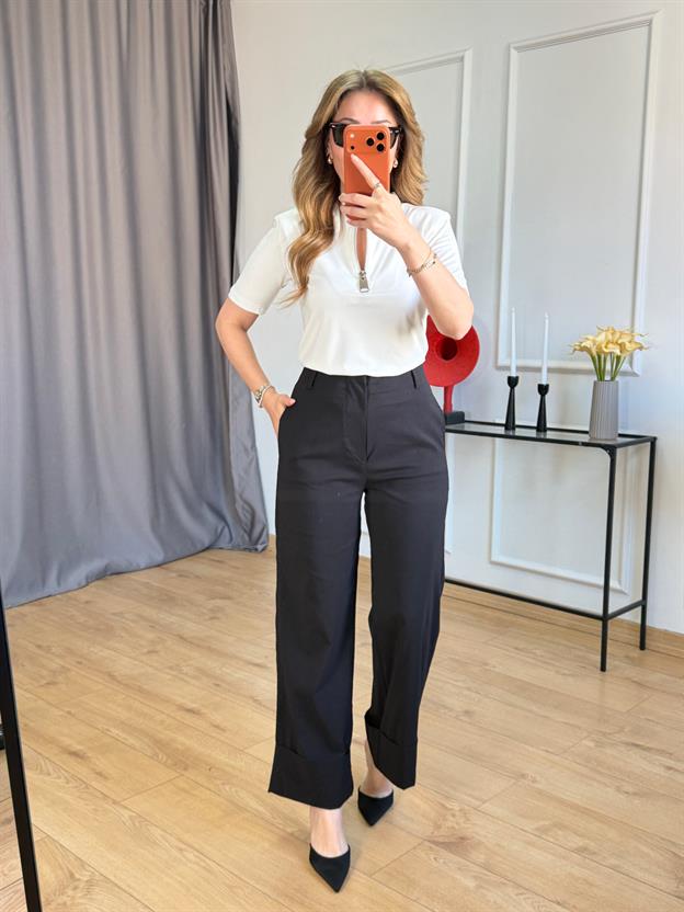 Siyah Duble Paça Pantolon