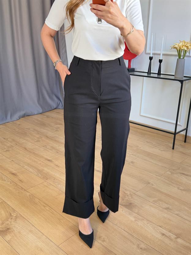 Siyah Duble Paça Pantolon
