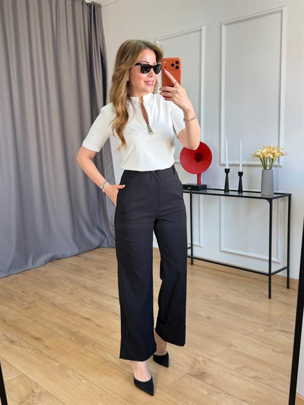 Siyah Duble Paça Pantolon