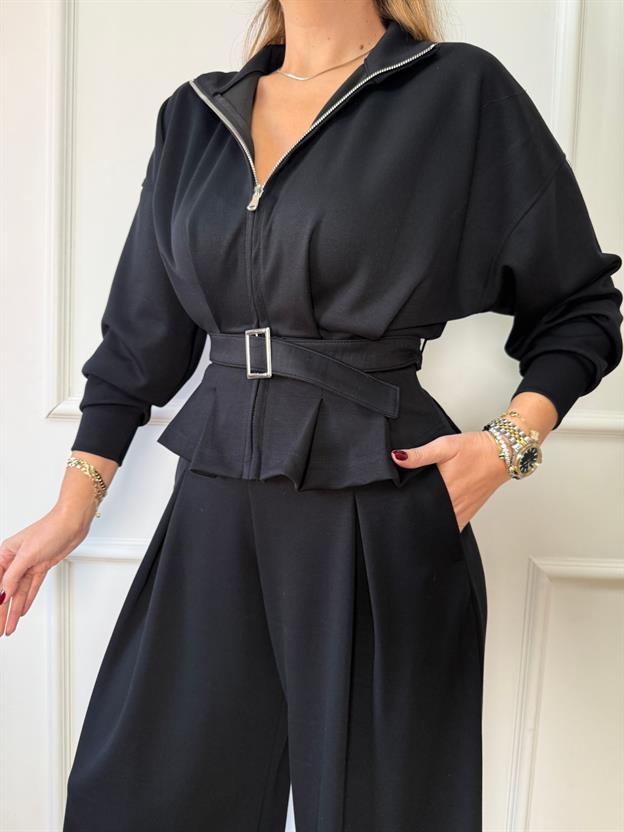 Siyah Pileli Kemerli Modal Takım