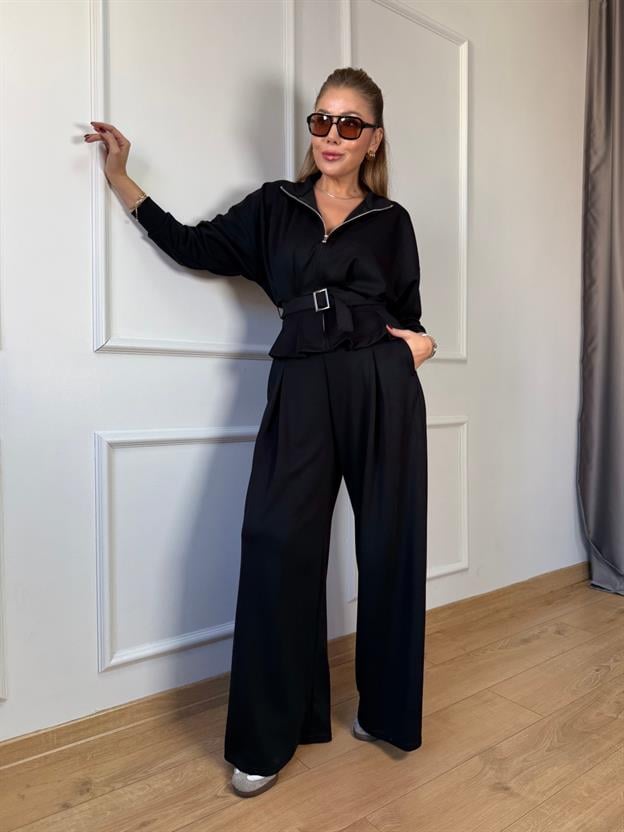 Siyah Pileli Kemerli Modal Takım