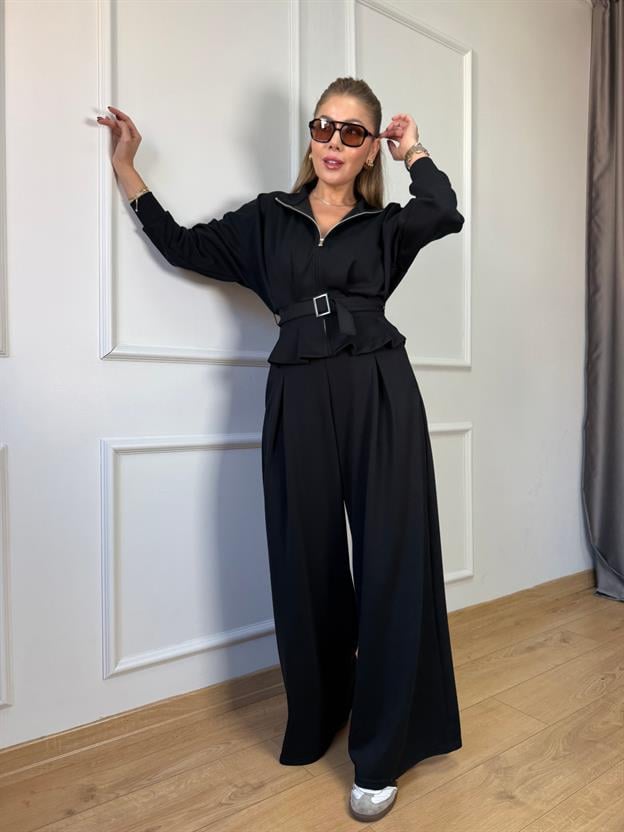 Siyah Pileli Kemerli Modal Takım