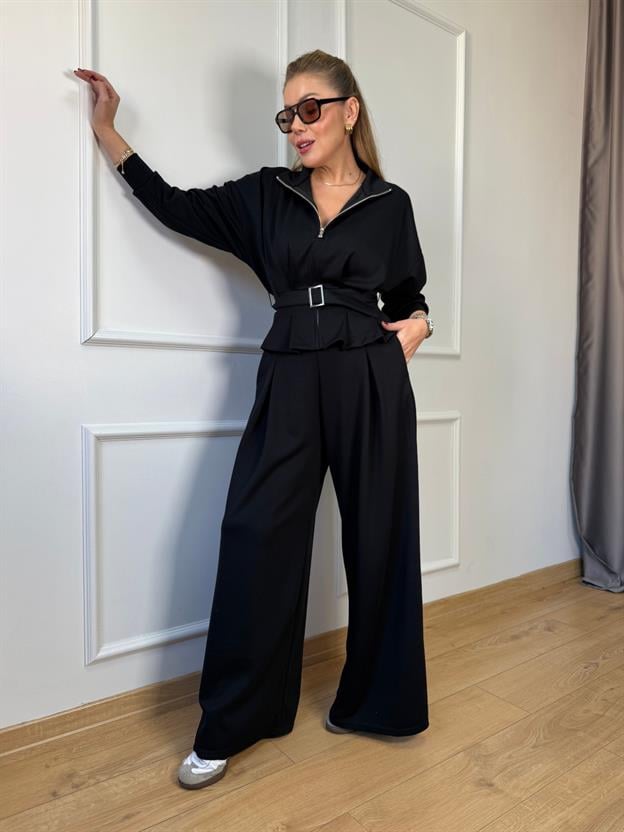 Siyah Pileli Kemerli Modal Takım