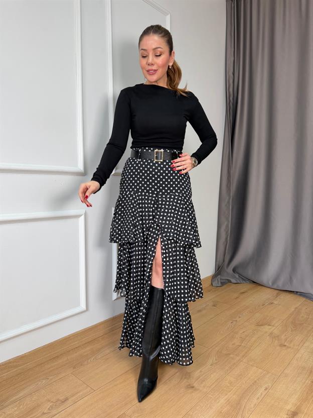 Siyah Puantiyeli Katkat Etek