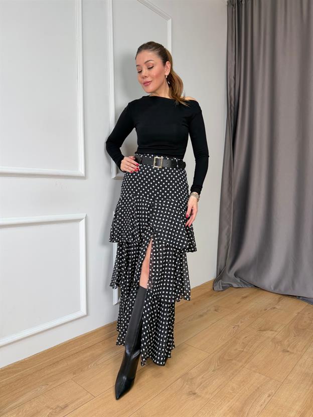 Siyah Puantiyeli Katkat Etek