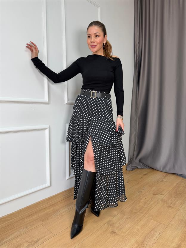 Siyah Puantiyeli Katkat Etek