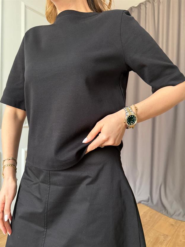 Siyah Vatkalı Tshirt