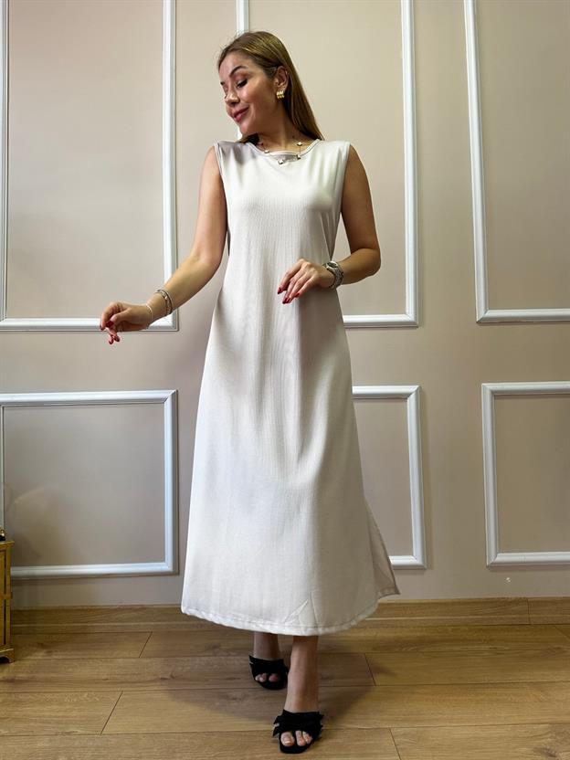 Taş Beli Büzgülü Elbise