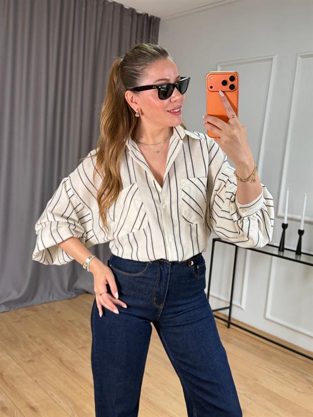 Taş Çizgili Cepli Gömlek