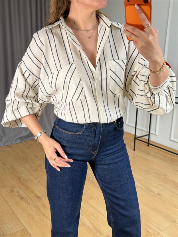 Taş Çizgili Cepli Gömlek