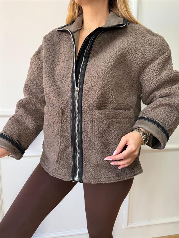 Vizon Biyeli Peluş Mont