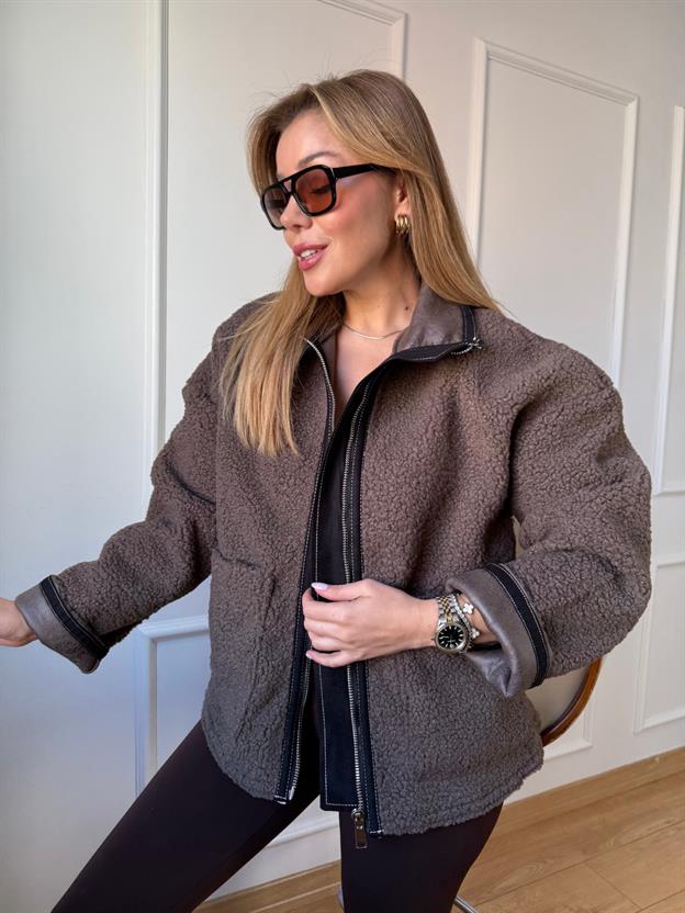 Vizon Biyeli Peluş Mont