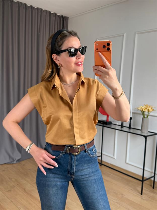 Vizon Düşük Omuzlu Gömlek