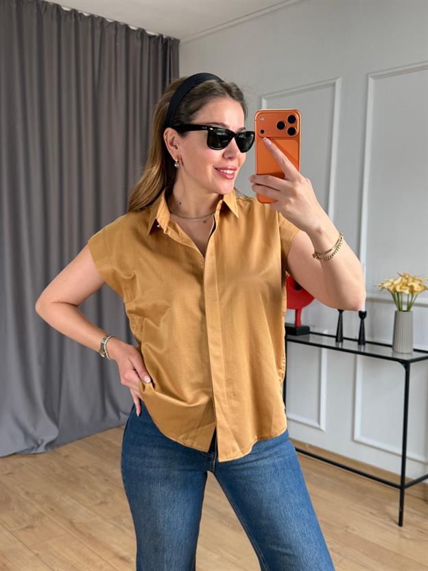 Vizon Düşük Omuzlu Gömlek