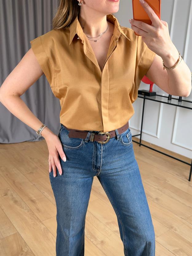 Vizon Düşük Omuzlu Gömlek