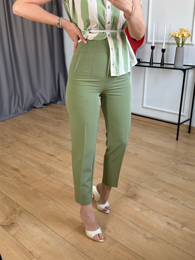 Yeşil Önü Flotalı Pantolon