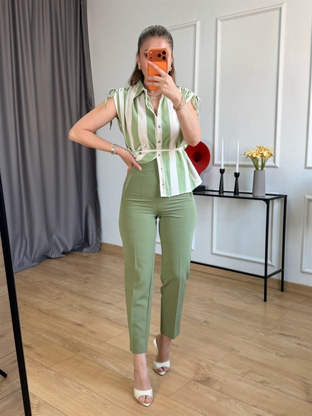 Yeşil Önü Flotalı Pantolon