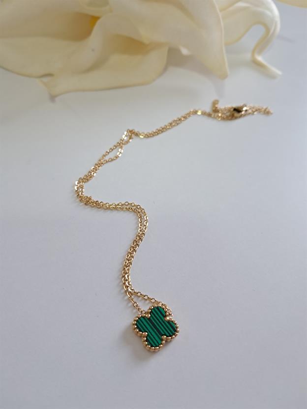 Yeşil  Tekli Yonca Kolye