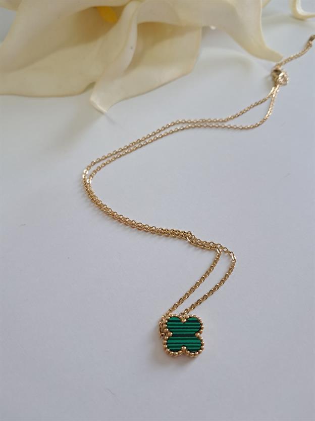 Yeşil  Tekli Yonca Kolye