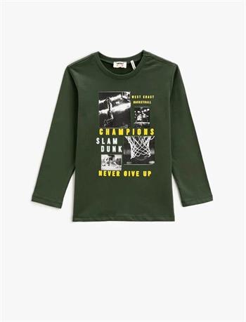 Koton Erkek Çocuk Uzun Kollu T-shirt Yeşil 3SKB10113TK 