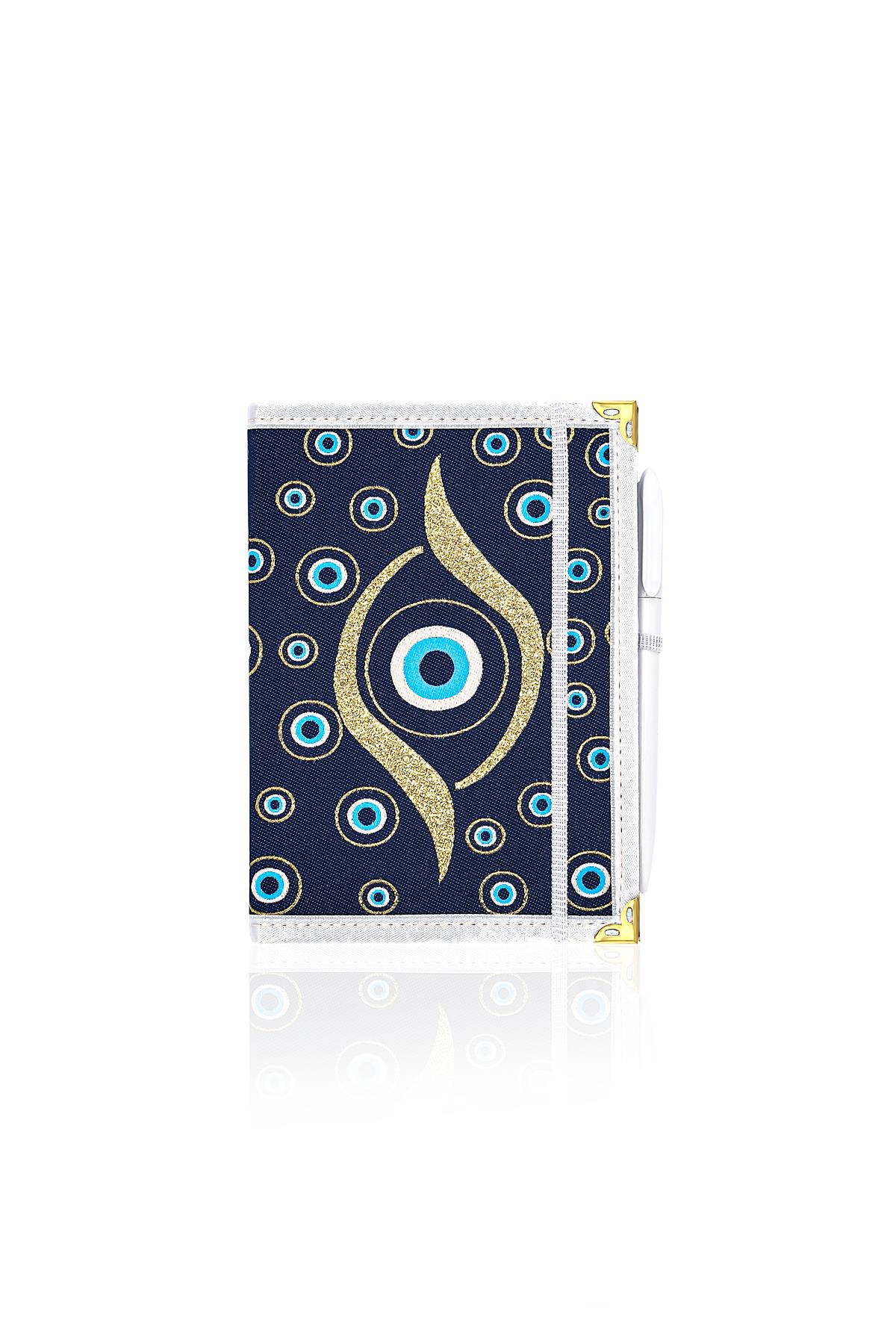 Dokuma Çizgisiz Nazar Desenli Kalemli Otantik Etnik Defter Hediyelik Orta 1607