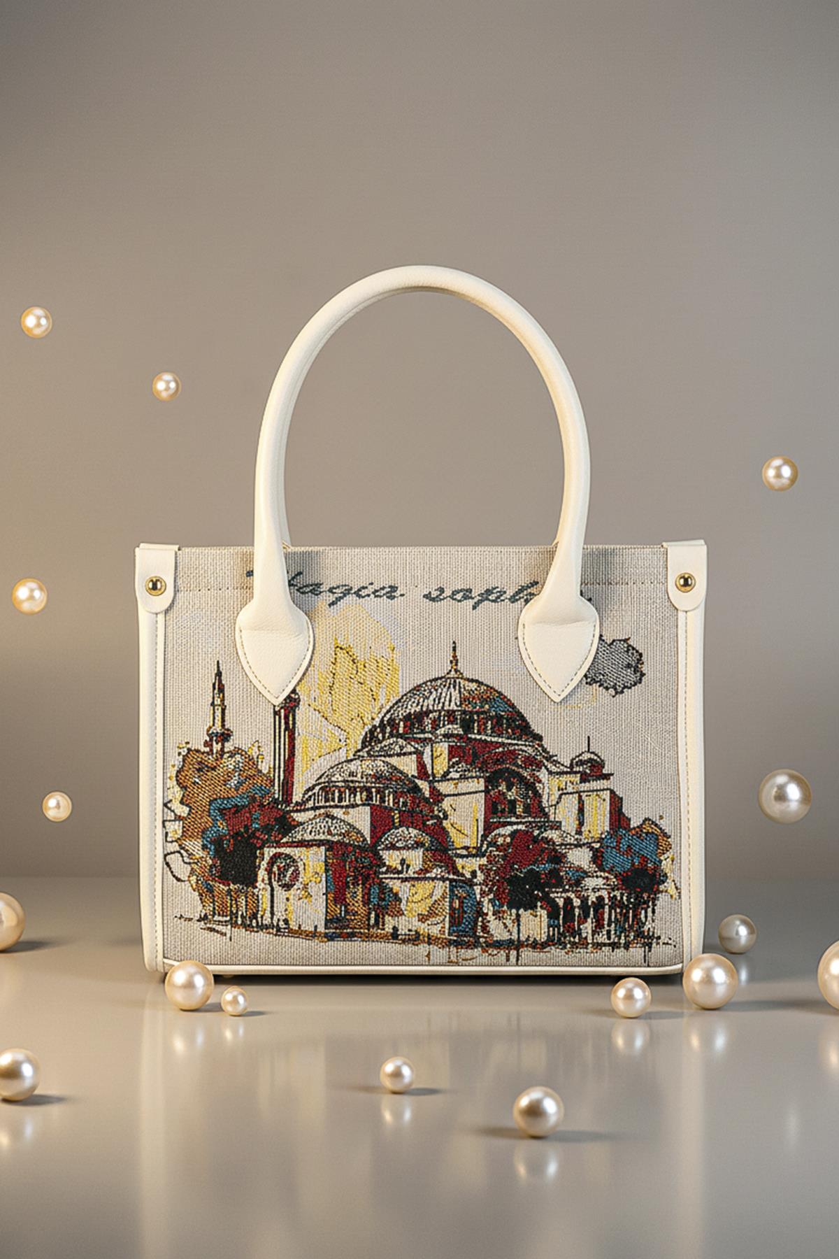 Etnik Desenli Kadın El Omuz Çanta Mottif İstanbul Otantik Goblen 1003