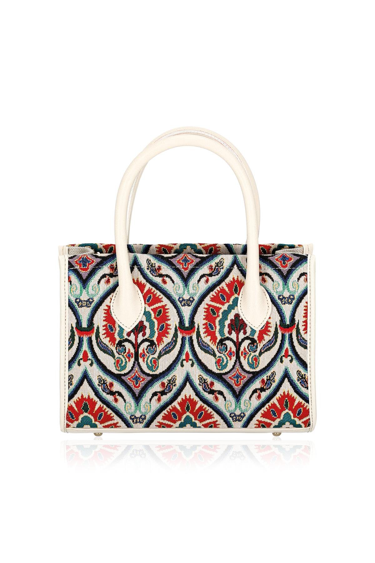 Etnik Desenli Kadın El Omuz Çanta Mottif İstanbul Otantik Goblen 1003