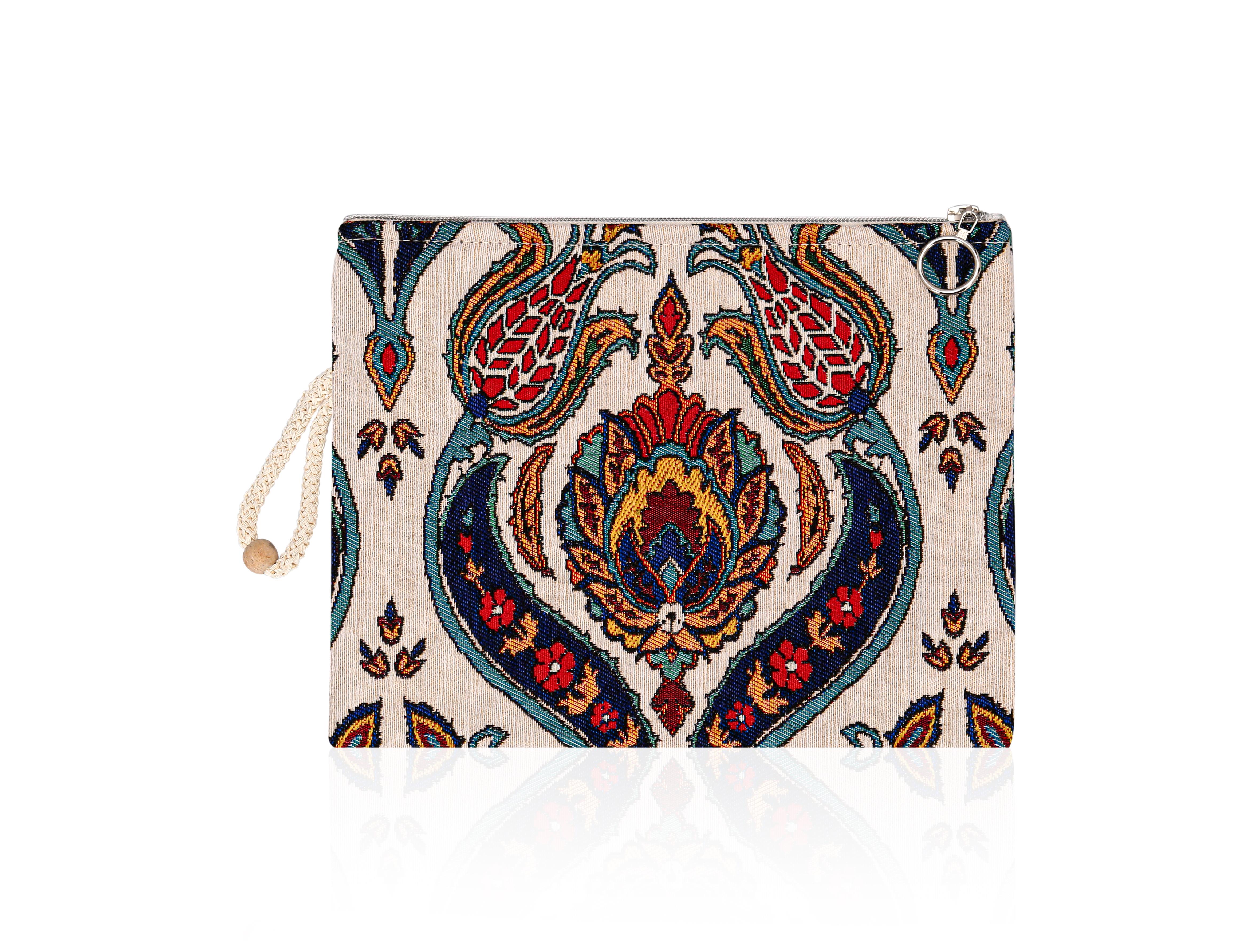 Etnik Desenli Kadın Portföy Clucth Çanta Makyaj Çanta El Çantası