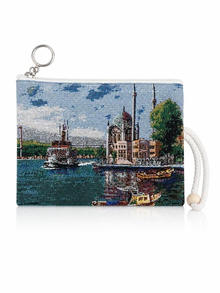 Etnik Desenli Kadın Portföy Clucth Çanta Makyaj Mini Çanta El Çantası