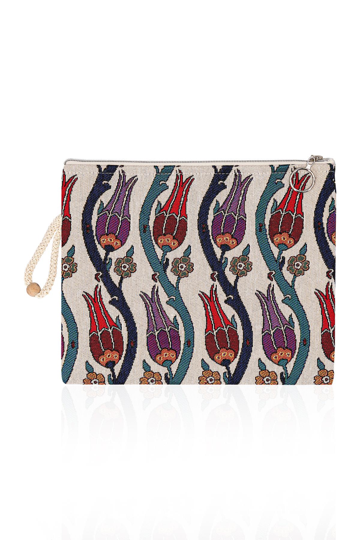 Etnik Desenli Kadın Portföy Clucth Çanta Makyaj Çanta El Çantası