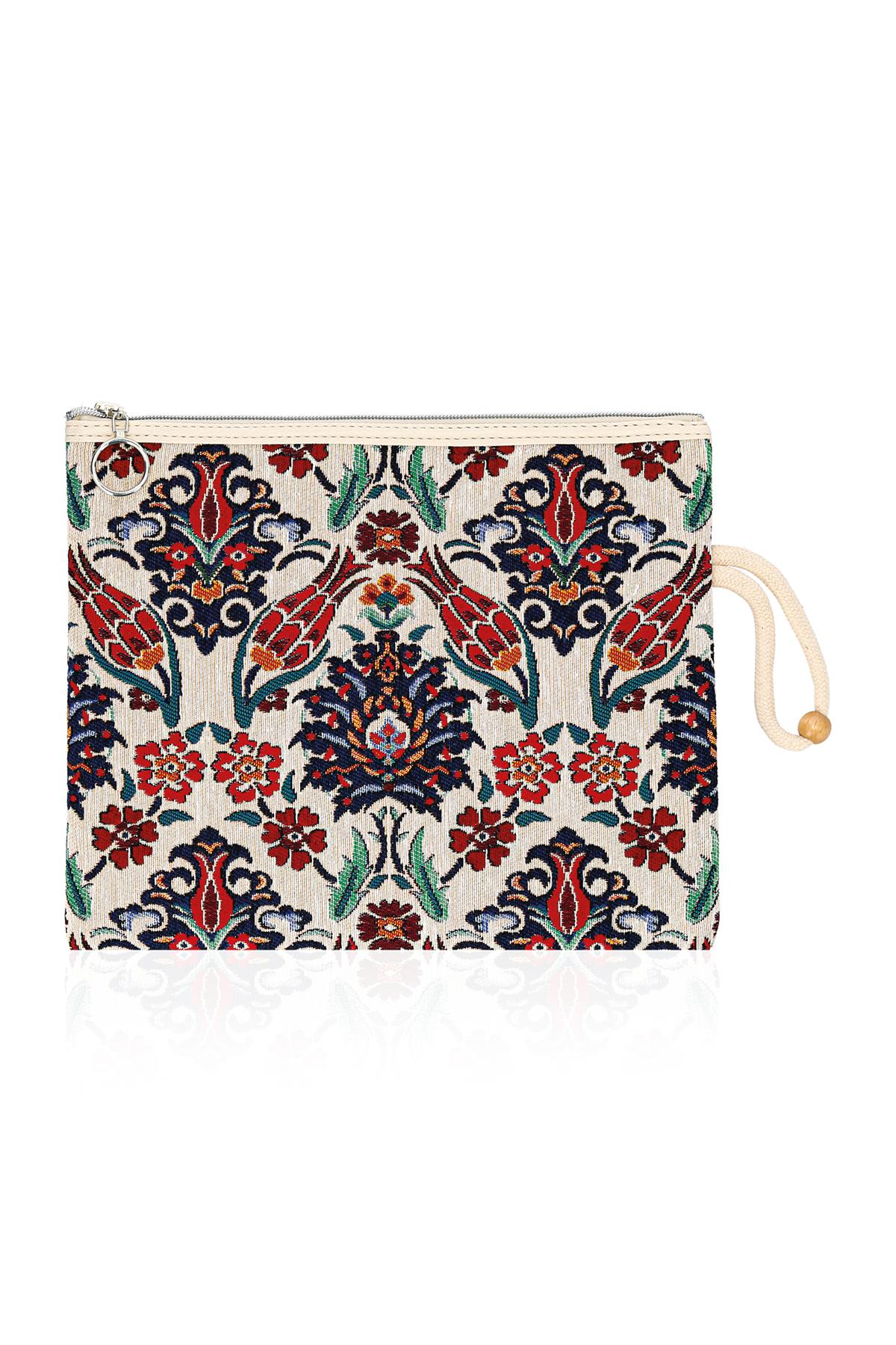 Etnik Desenli Kadın Portföy Clucth Çanta Makyaj Çanta El Çantası