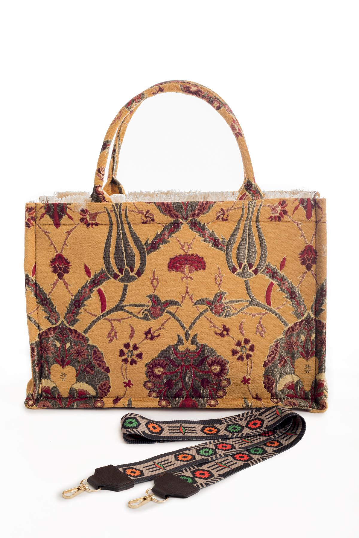 Etnik Desenli Omuz Çanta Askılı Kadın El Çanta Motif Istanbul Otantik Şönil 1083