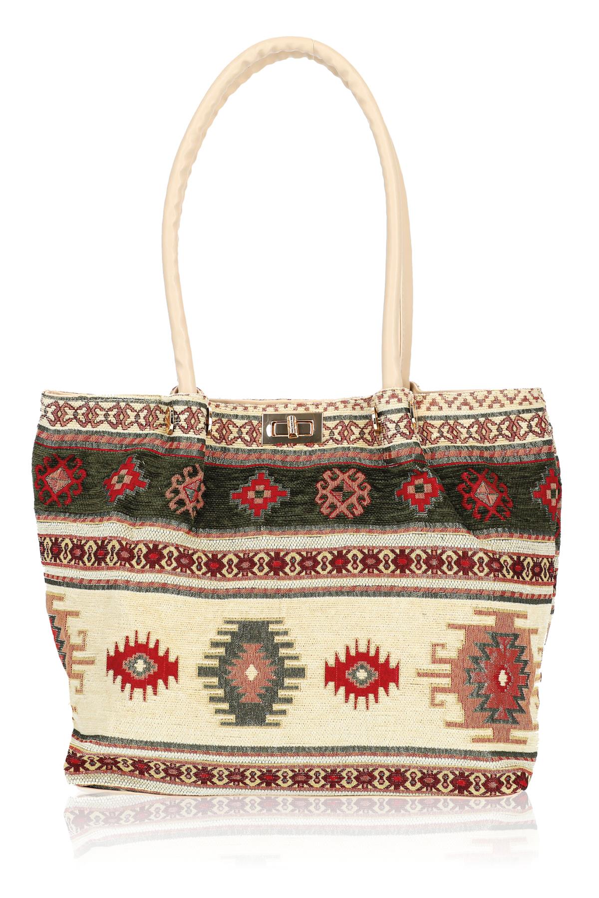 Omuz Çanta Kadın Çanta Motif Istanbul Otantik Şönil 1023