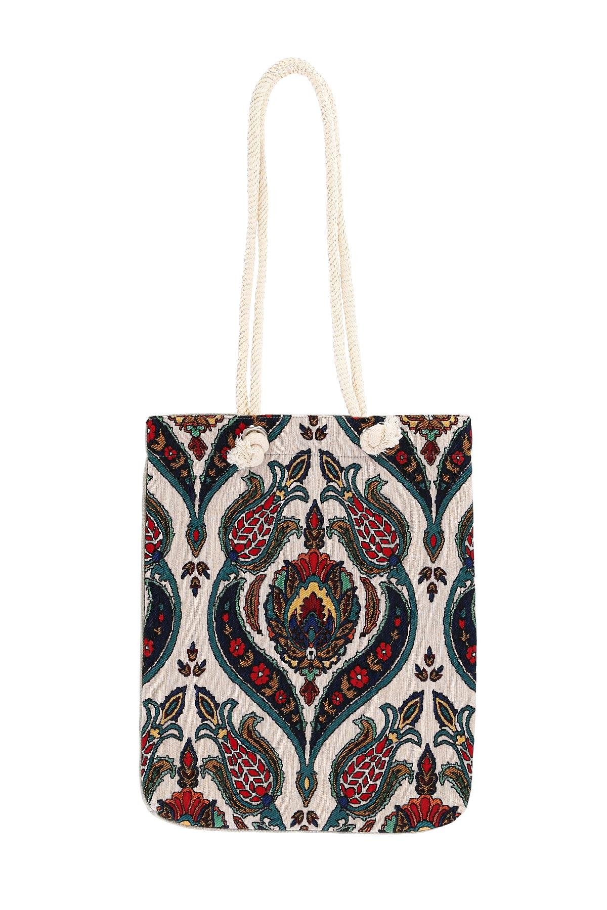 Örme Askılı Kadın El Omuz Çanta Mottif İstanbul Otantik Goblen Heybe