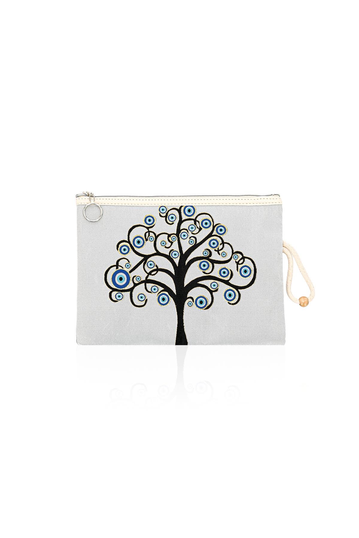 Özel Tasarım Nazar Desenli Kadın Portföy Clucth Çanta Makyaj Çanta El Çantası