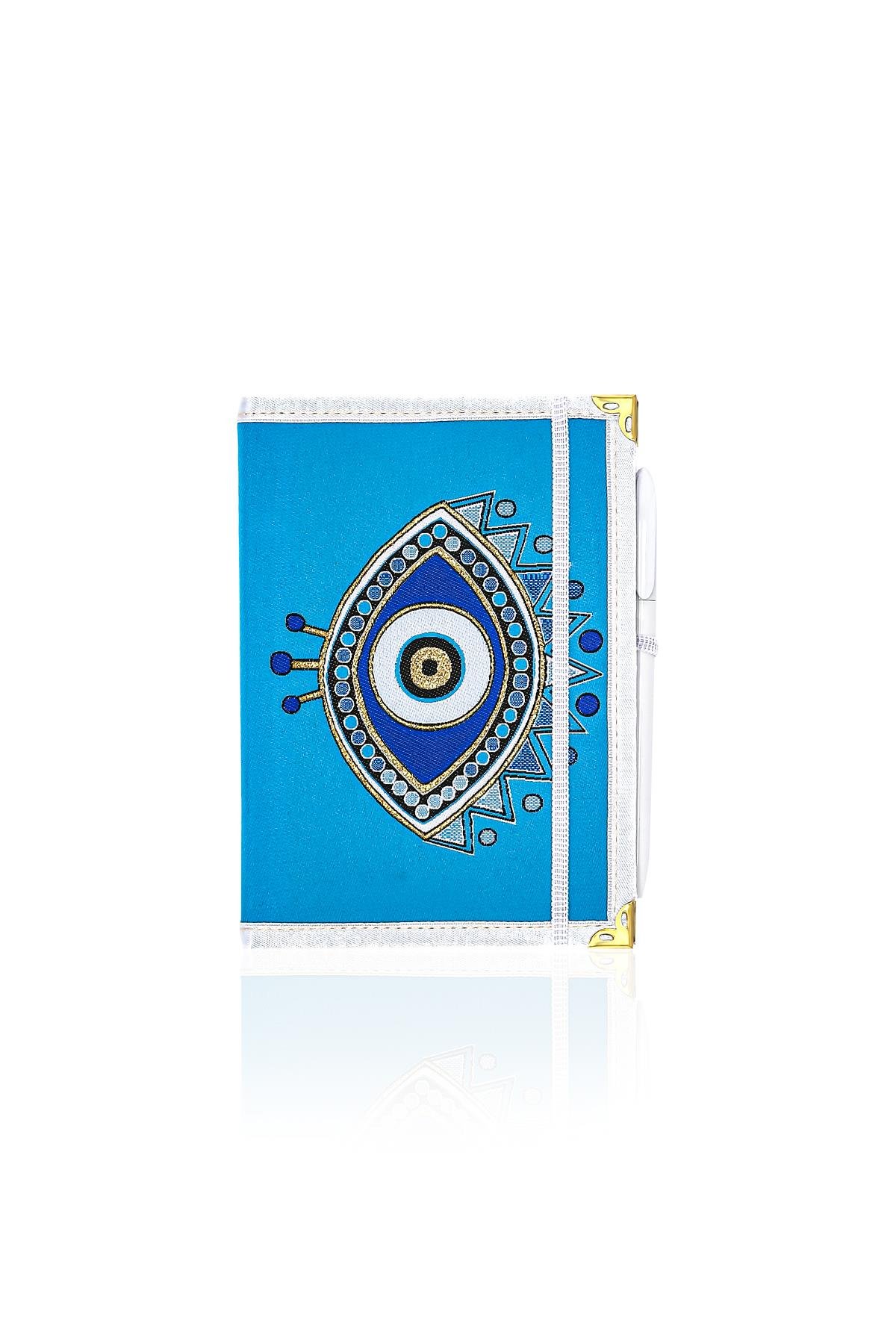 Dokuma Çizgisiz Nazar Desenli Kalemli Otantik Etnik Defter Hediyelik Orta 1607