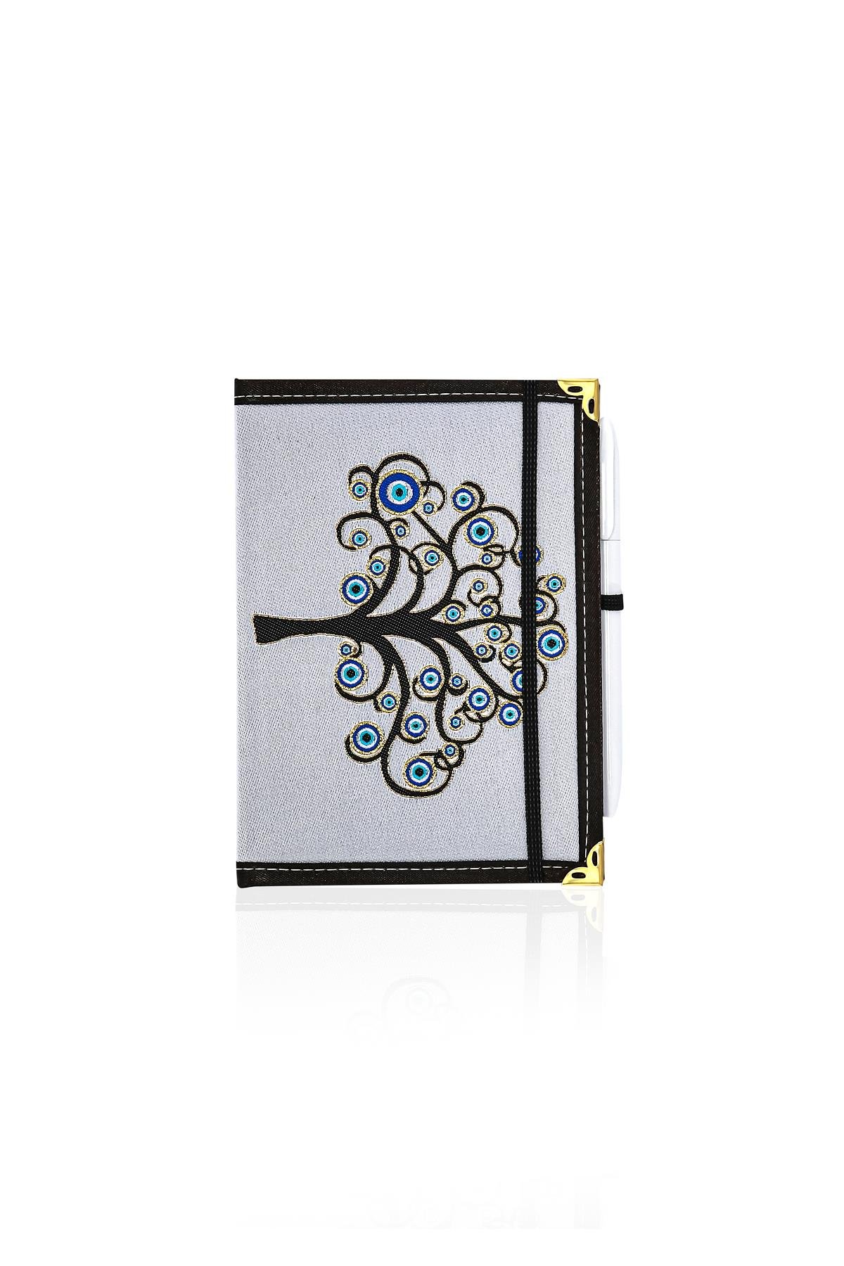 Dokuma Çizgisiz Nazar Desenli Kalemli Otantik Etnik Defter Hediyelik Orta 1607
