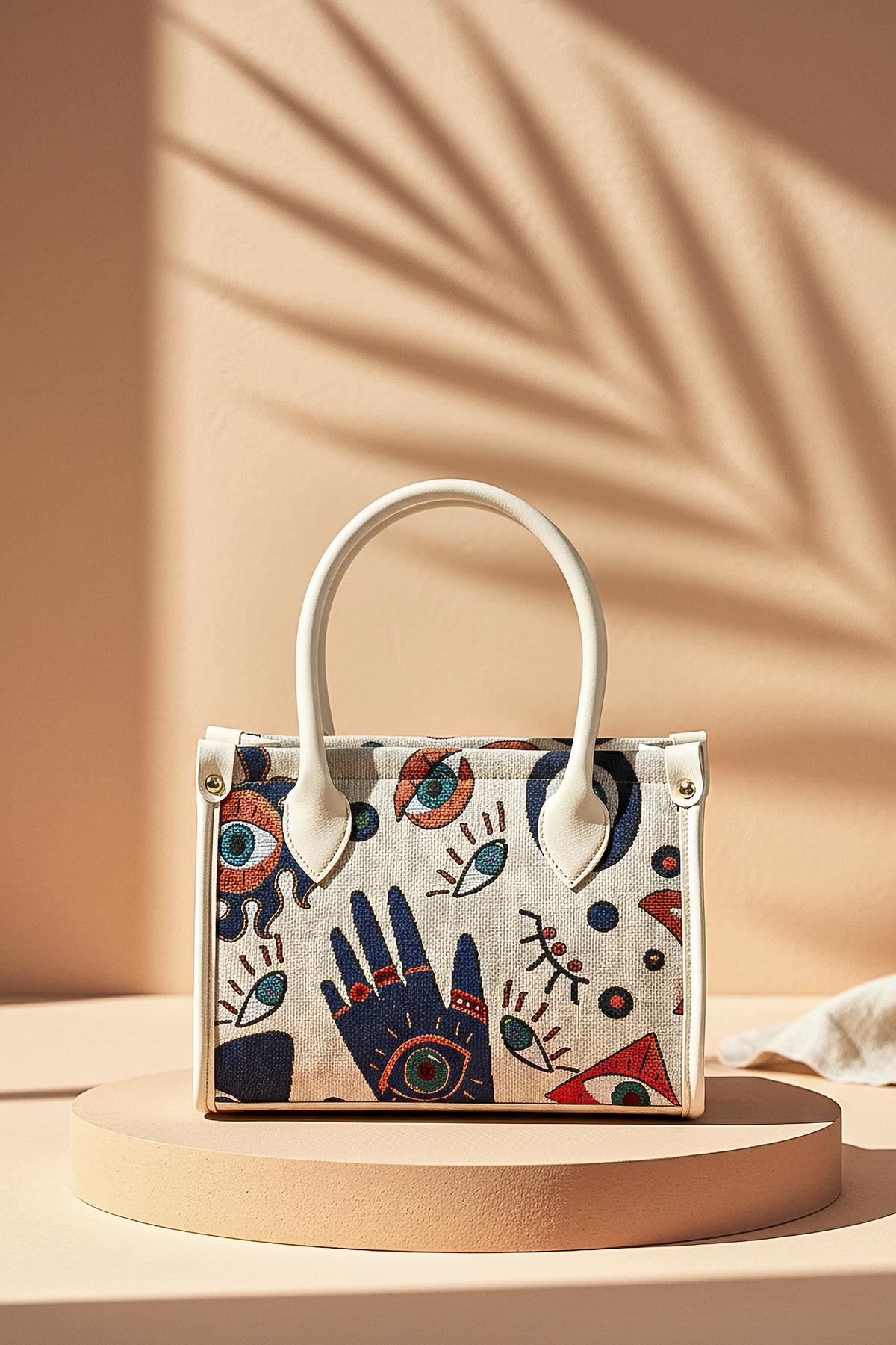 Etnik Desenli Kadın El Omuz Çanta Mottif İstanbul Otantik Goblen 1003