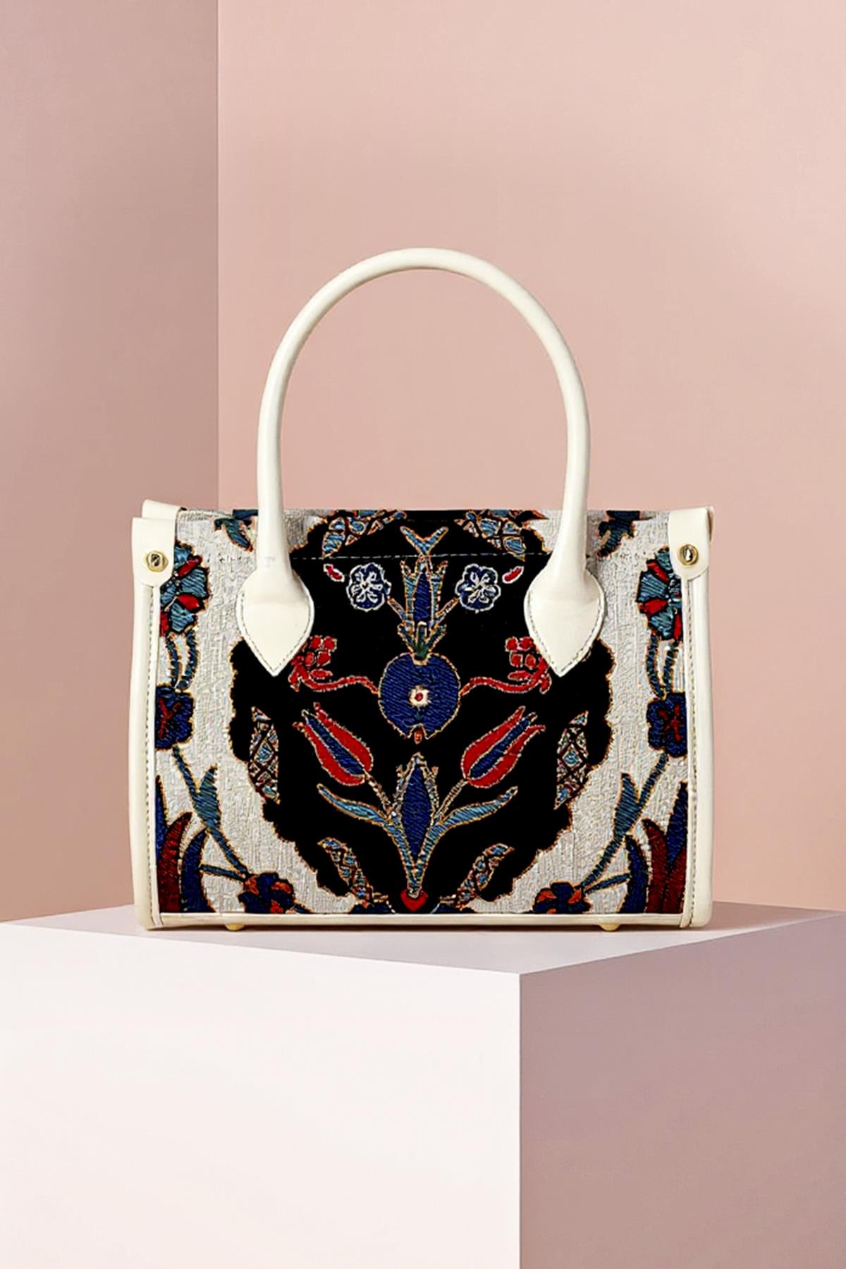 Etnik Desenli Kadın El Omuz Çanta Mottif İstanbul Otantik Goblen 1003
