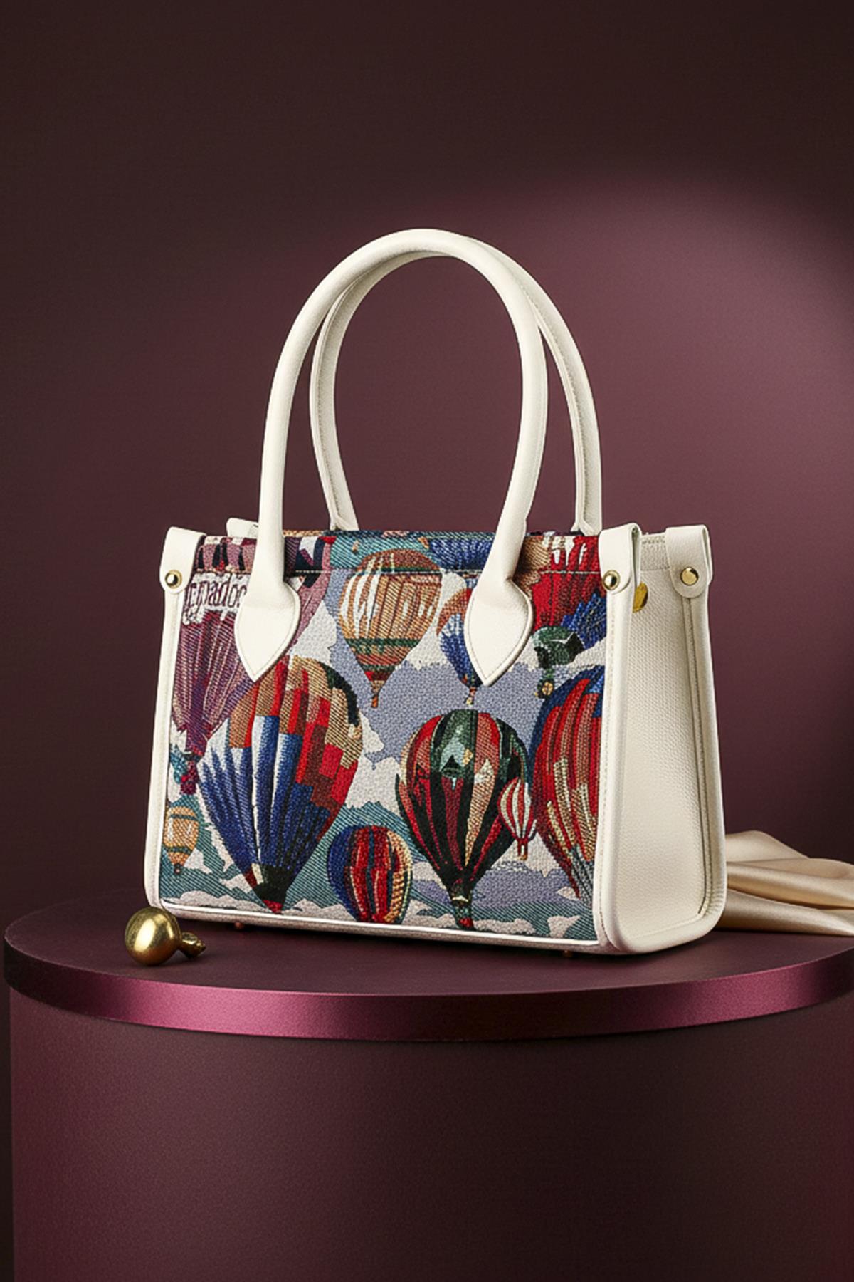 Etnik Desenli Kadın El Omuz Çanta Mottif İstanbul Otantik Goblen 1003