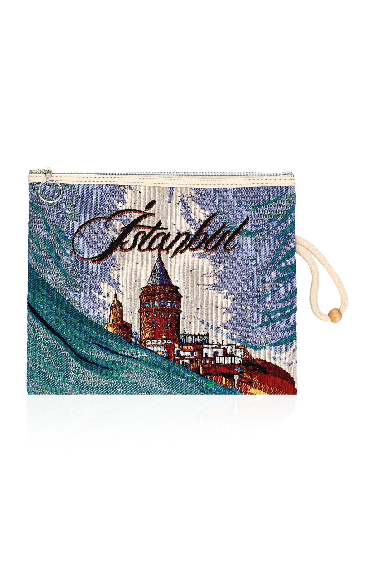 Etnik Desenli Kadın Portföy Clucth Çanta Makyaj Çanta El Çantası