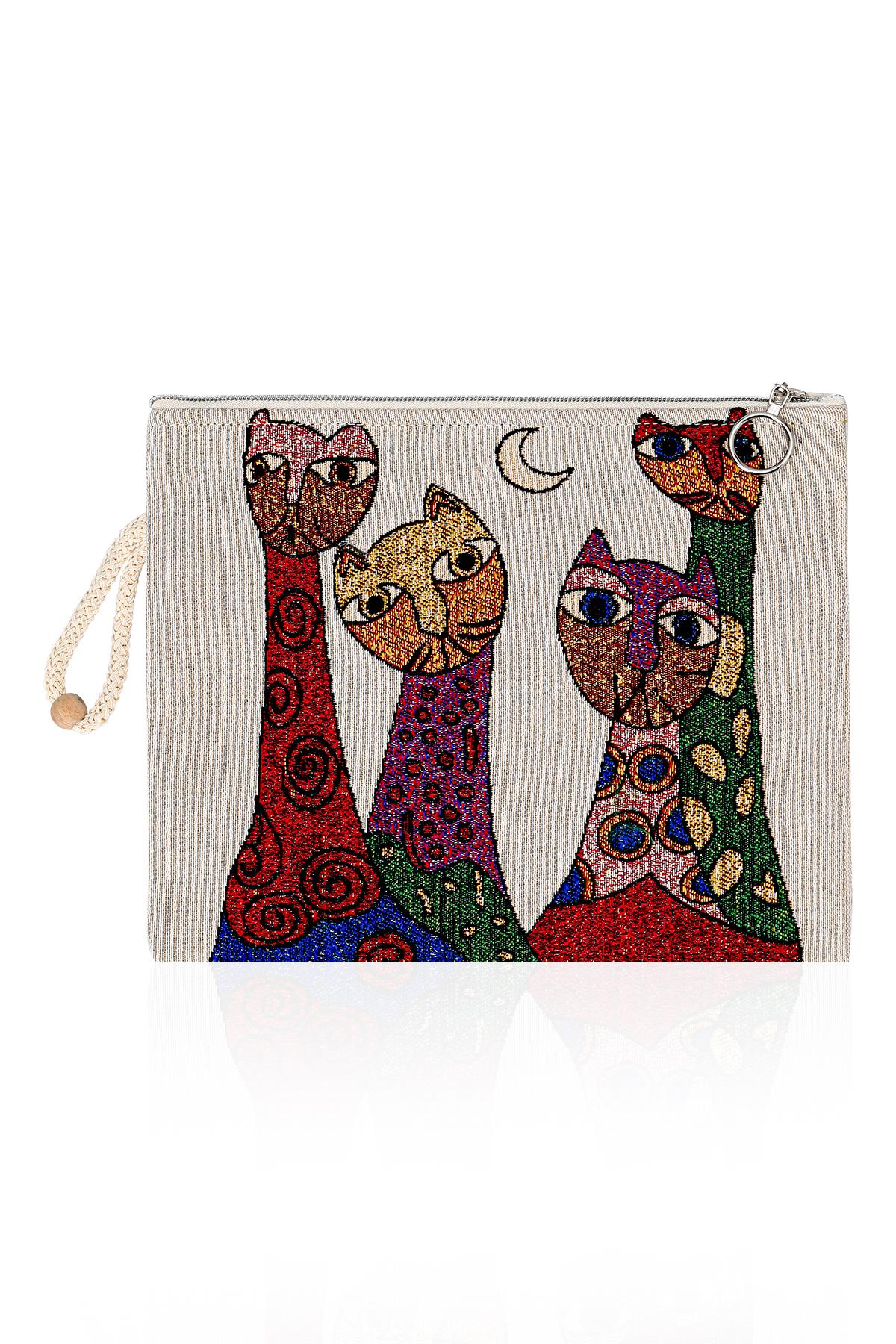 Etnik Desenli Kadın Portföy Clucth Çanta Makyaj Çanta El Çantası