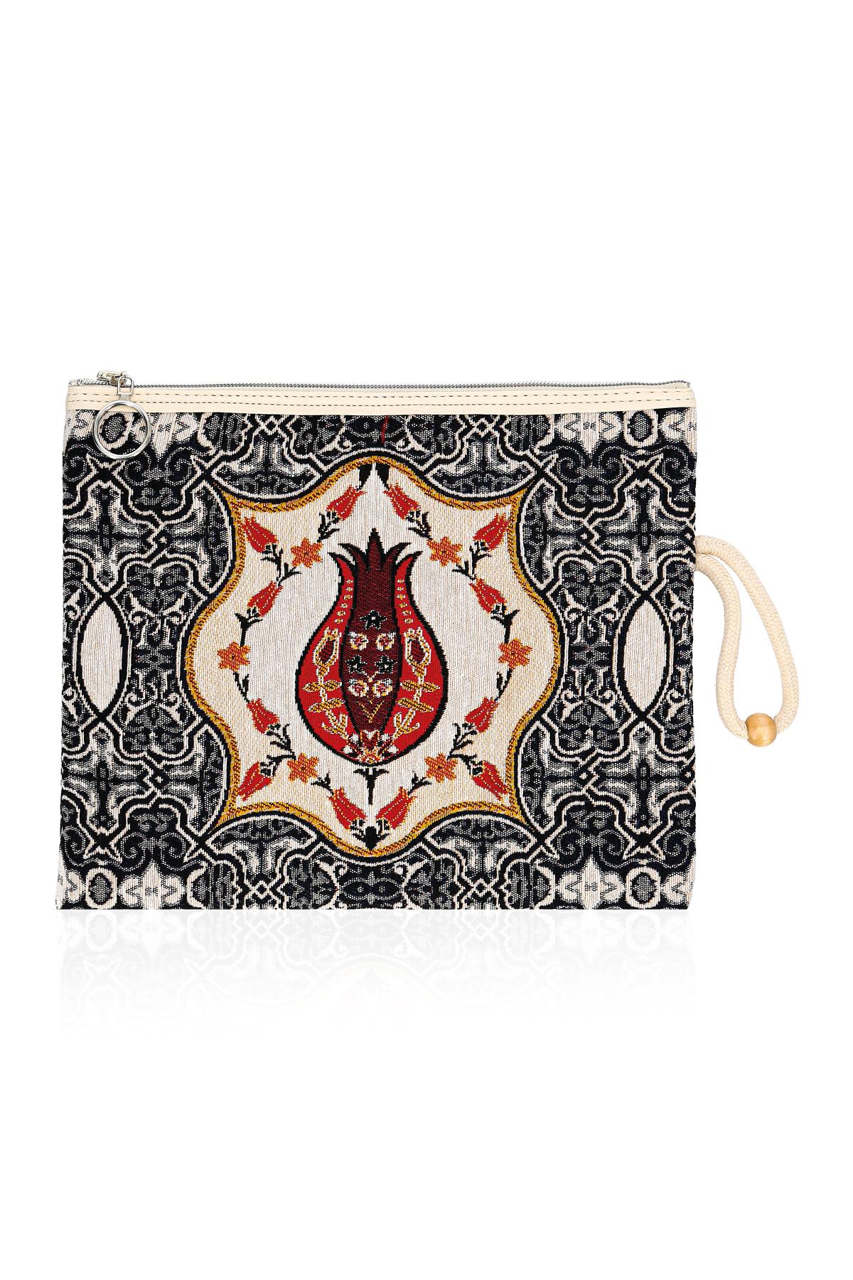 Etnik Desenli Kadın Portföy Clucth Çanta Makyaj Çanta El Çantası