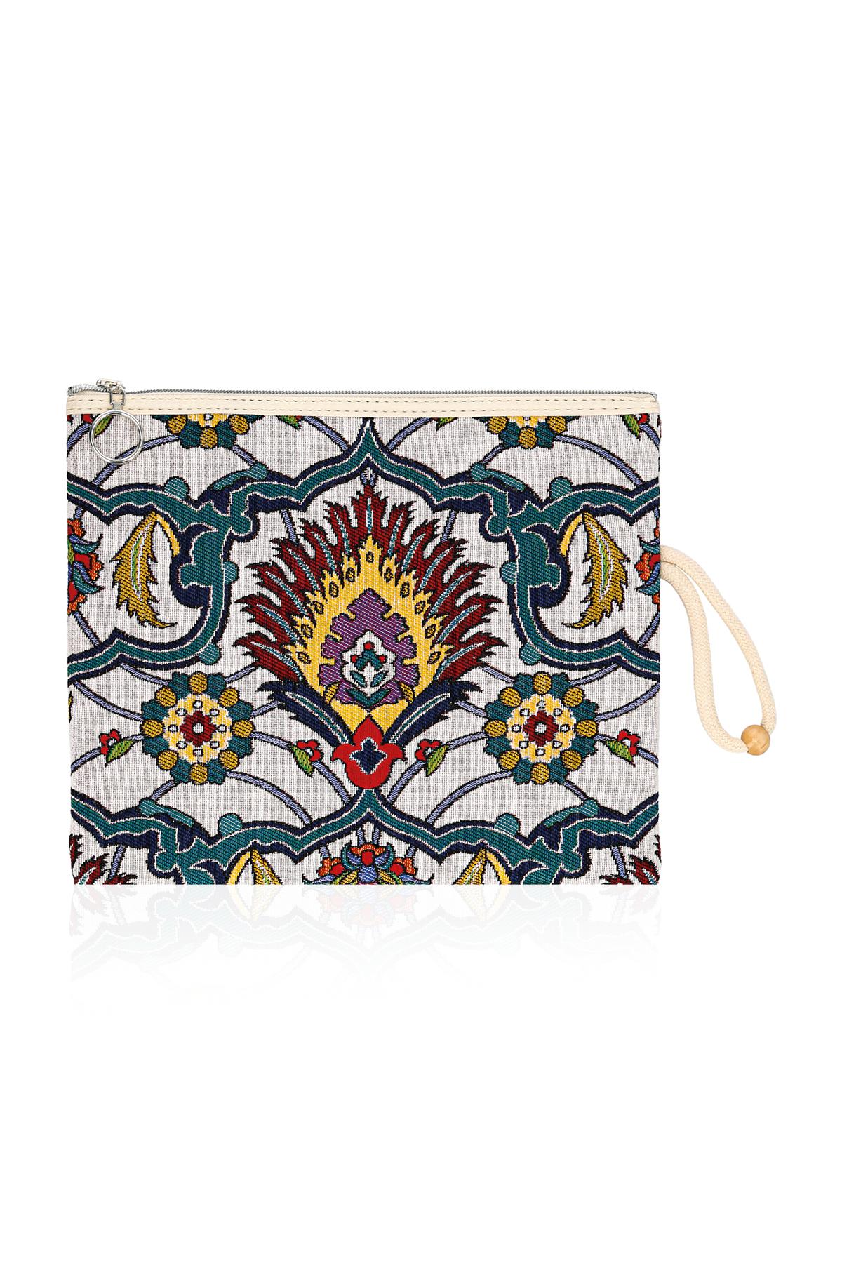Etnik Desenli Kadın Portföy Clucth Çanta Makyaj Çanta El Çantası